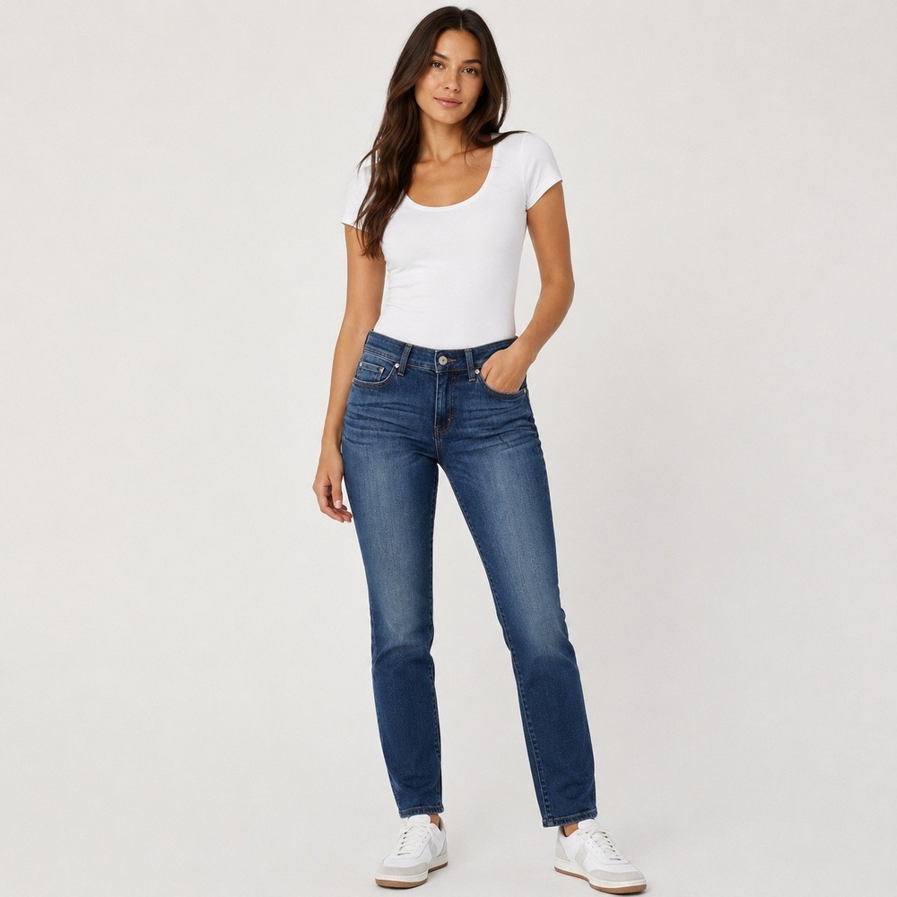 INC International Concepts Womens Skinny Leg‎ Curvy Fit Jeans Dark Wash Blue 14